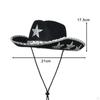Cappello da cowboy Cowgirl Costume portatile Accessori Paillettes avvolto Fitness Festa Jazz per