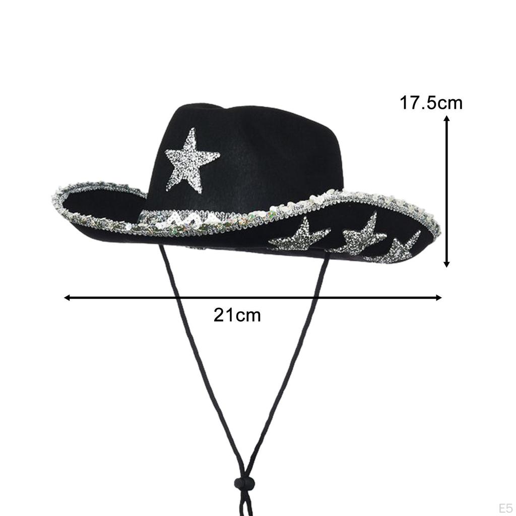 Cappello da cowboy Cowgirl Costume portatile Accessori Paillettes avvolto Fitness Festa Jazz per