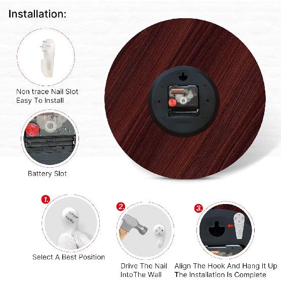 TAHEAT Beach Waves In The Sunset Wall Clock, Silent Non Ticking Battery Operated Clocks, Easy To Read Decorative Wall Clock for