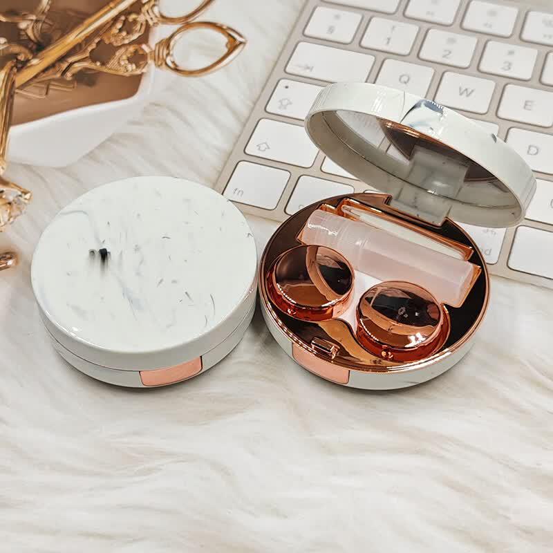 Miling Round Marble Contact Lens Case