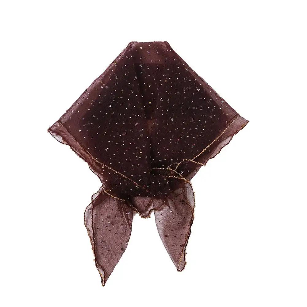 Foulard Femme Fashion Bufandas Women Muslim Hijab Sequin Lace Sheer Shawl Headscarf Tulle Mesh Femme Scarf Veil Musulman V3L1