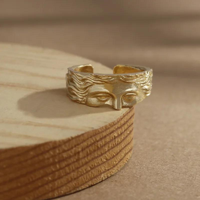 Retro Half Face Venus Ring for Men Women Greek Mythology Vintage Punk Gothic Art Open Ring Unisex Accessories Designer Jewelry