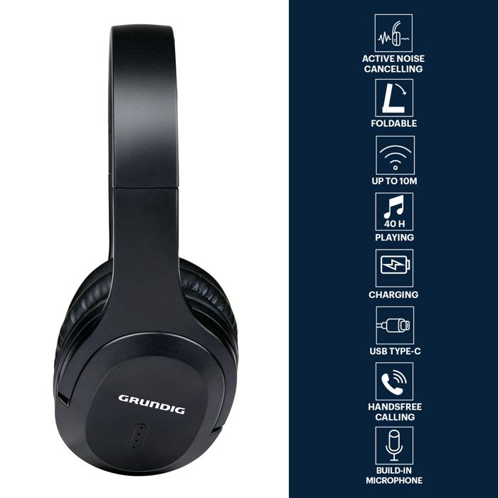 Casque Sans Fil - GRUNDIG - Modèle JL7006F8 - Bluetooth 5.4 - 40 heures d'autonomie - Pliable