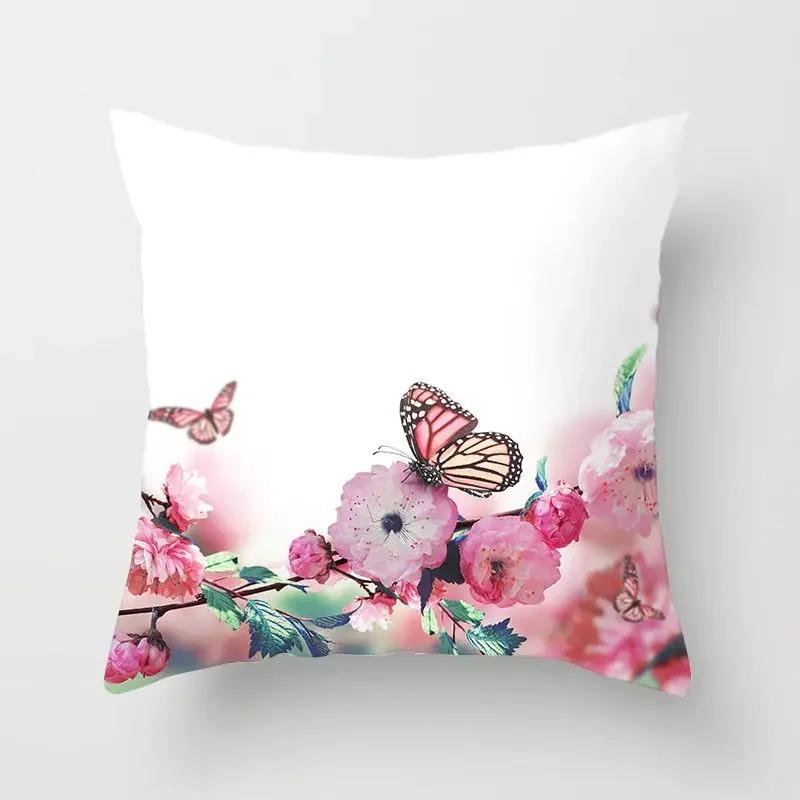 Butterfly Flower Pattern Decorative Pillowcase Car Sofa Square Cushion Pillowcase