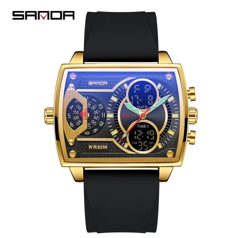 Sanda Men s Trendy Business  Sports Waterproof Electronic Watch
