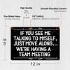 Funny Office Signs, If You See Me Talking To Myself We'Re Having A Team Meeting 12" X 8" Metal Hanging Sign, Suitable For Business, Office Decoration