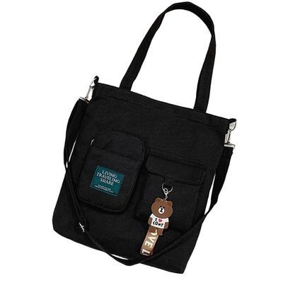 Cedar Eight Canvas Shoulder Bag, Women's Casual ShoulderCrossbody Tote Bag (Black)