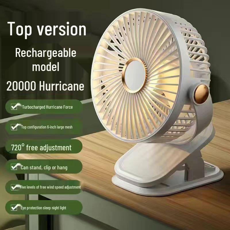 

Rechargeable Clip-On Mini Fan: Ideal for Dorms, Beds, Desks, Offers Quiet Operation & High Airflow Plug-in Single Speed