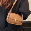 Black Flap Lock Handbags Women PU Leather Top-Handle Messenger Bag Casual Female Crossbody Bag Retro Square Shoulder Bag Purse