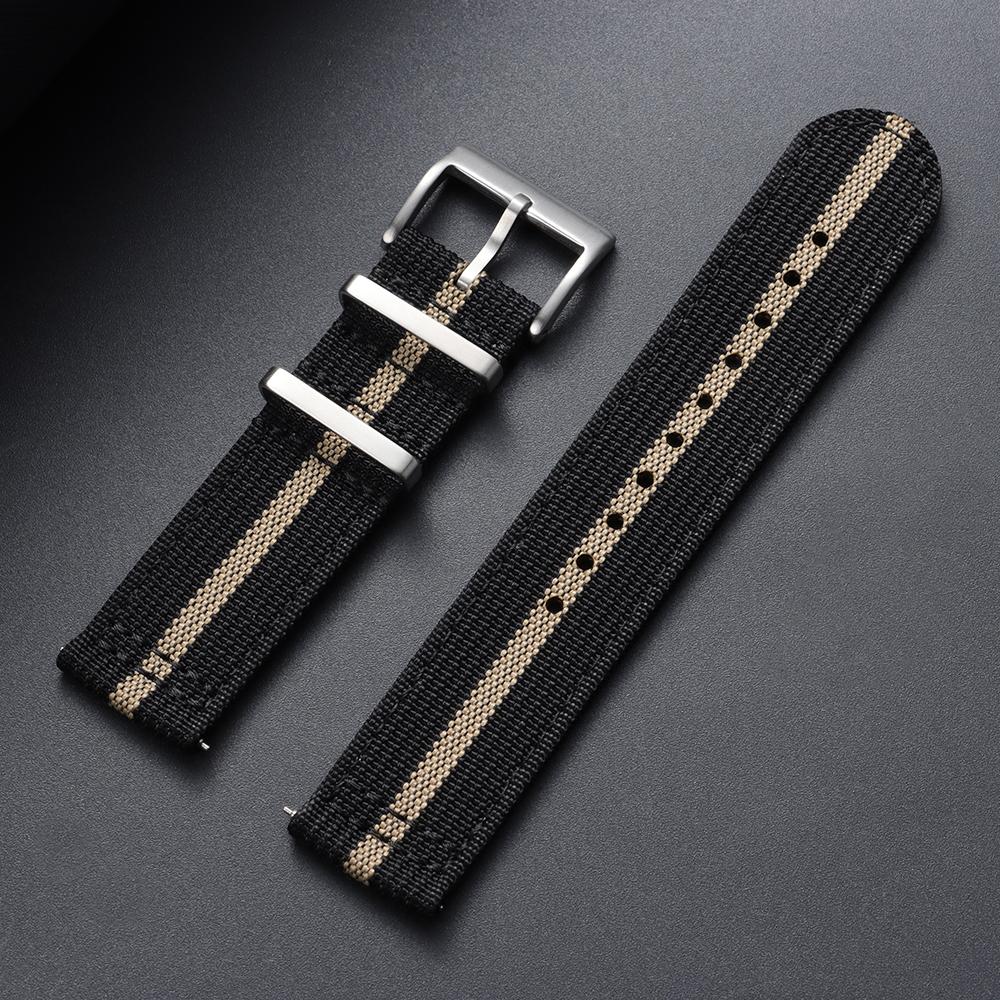 20mm 22mm Ribbed Nylon Watch Band Quick Release Army Green Nylon Strap Woven Canvas Fabric Band for Men Military Sports Bracelet