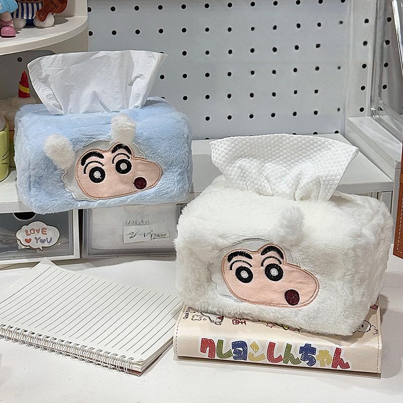 Plush Crayon Shin-chan Tissue Box Adorable Hello Kitty Tissue Holder Decorative Tissue Box Paper Box Storage Pouch Home Decor AS PICTURE