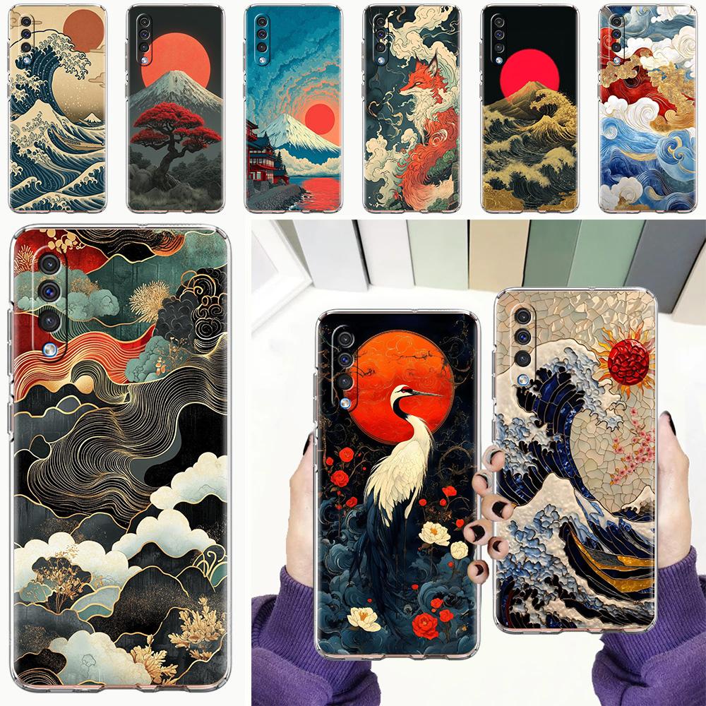 Case For Samsung A56 A36 A26 A24 A16 A14 A12 A32 A50 A70 A22 A40 A34 A54 A42 A52 5G A04s A06 Cover Japanese Style Art Japan