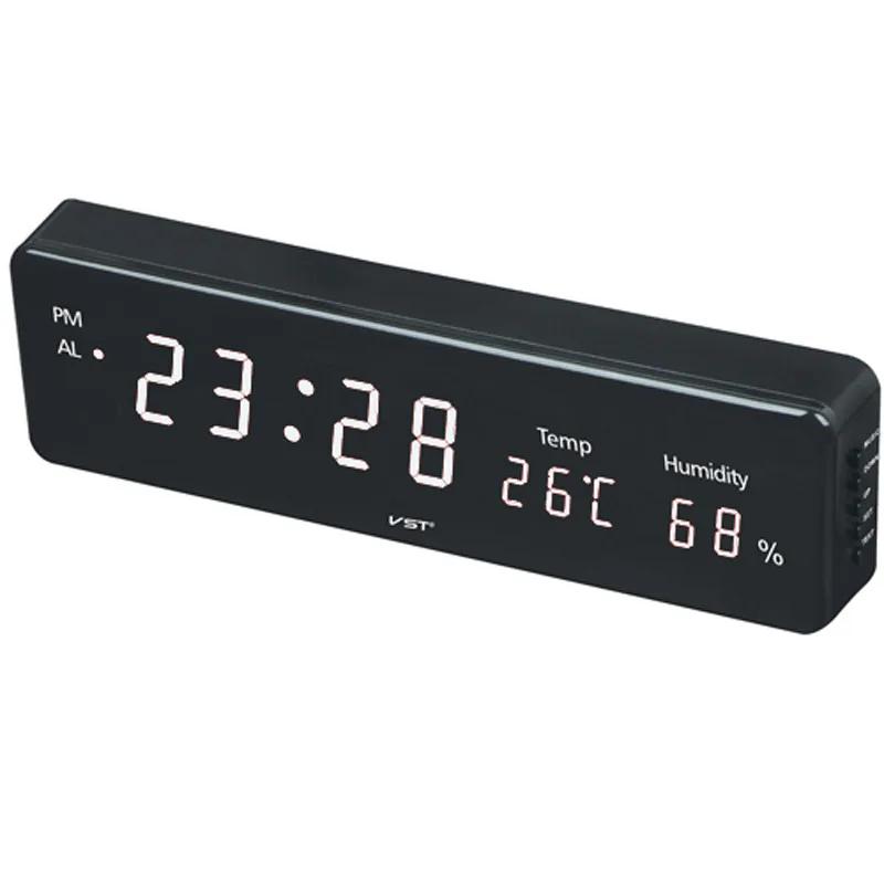 Large Digital Alarm Clock LED Bedroom Luminous Electronic Table Clock with Thermometer Hygrometer Multifunction Desk Watch