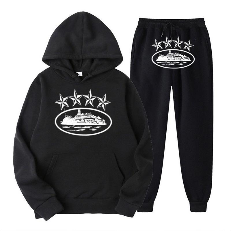 Grenzüberschreitende europäische und amerikanische Trends Pullover mit Vier-Sterne-Buchstabenaufdruck Hoodies für Herren und Damen Sweatshirt-Set mit Rundhalsausschnitt Lockeres Oberteil