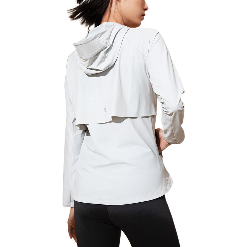 Anta Running Series Solid Color Logo Print Hooded Zipper Woven Jacket Women Jackets Gray 162235602-1