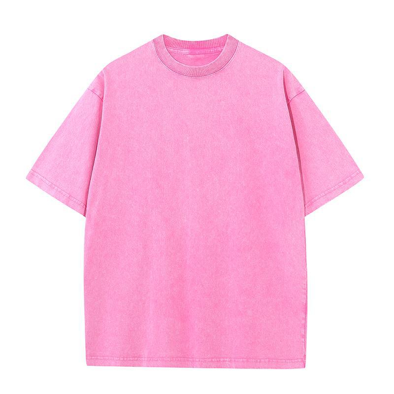 [230g Washed Oversized Distressed Drop Shoulder T-shirt] Cross-Border Trendy European & American Print.