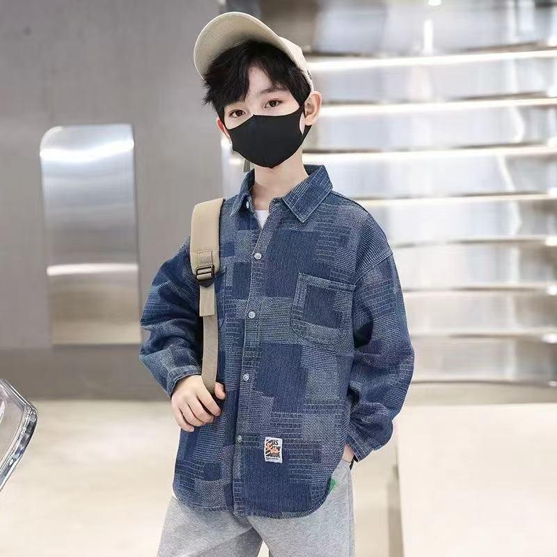 Boys' Long Sleeve Denim Shirt - 2026 Spring/Autumn Casual Cardigan Jacket
