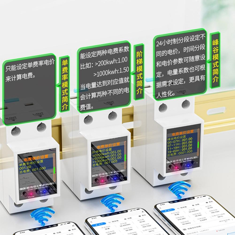 100A WIFI Rail Meter Leakage Protection Switch DIN Rail Installation