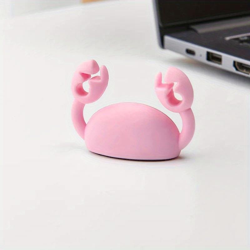 Cute Crab Cable Organizer Clip Data Cable Stand Mobile Phone Charging Cable Organizers Fixer Desk Self-Adhesive Wire Tidy Holder