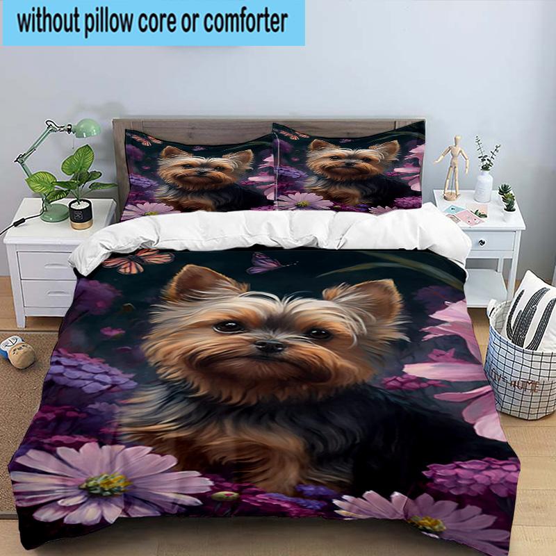 Diverse Dog Breeds Collage 3pcs Bedding,Including 1pc Duvet Cover And 2pcs Pillowcases Perfect for Christmas,Ideal for Bedroom, Dormitory