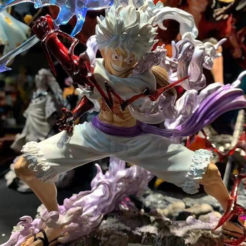 28cm One Piece Figure Sun God Gear 5 Nika Luffy Action Figure GK Thunderbolt Monkey D Luffy Model PVC Collectible Toy