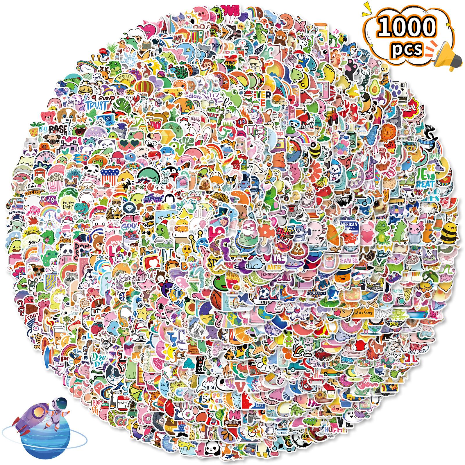 

1000 милых мультяшных наклеек ручной работы для детей, водонепроницаемые декоративные наклейки, канцелярская коробка для документов, сумка для воды