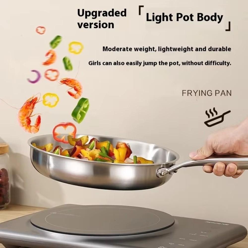 316L Stainless Steel Frying Pan Non-Stick Uncoated Cooking Pot  for Gas Stove Induction Cooker