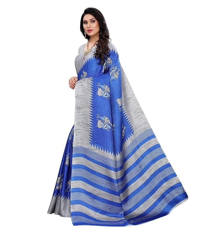TreegoArt Fashion TreegoArt Women's Cotton Silk Printed Designer Indian Saree With Unstitched Blouse Piece - Pack Of 1