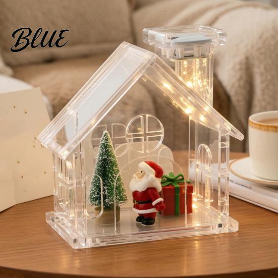 Customizable Gift for Kids Clear Acrylic House Ornament DIY Fillable Christmas with Light Decorative Shelf Figurine Holder Rechargeable Lighted