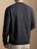 Men's Cashmere-Blend Thick Knit Sweater - Round Neck, Relaxed Fit, Faux Two-Piece, Casual Style