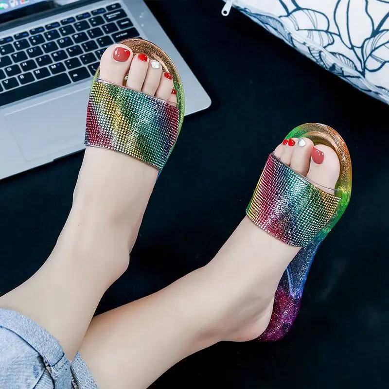 Clear Living Room Women's Slippers and Ladies Sandals Jelly Transparent Shoes Indoor Slides Home House Summer Footwear Pvc Vip