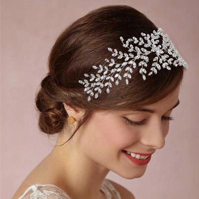 Trendy Braut Haarschmuck Silber Farbe Hochzeit Zirkon Diademe Frauen Stirnband Hochzeit Haar Zubehör Schmuck Kronen Kopfschmuck
