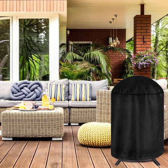 Runde Grillabdeckung mit verstellbarem Kordelzug, strapazierfähig, wasserdicht, winddicht, UV- und wetterbeständig, für den Außenbereich, Grillstaub- und Regenschutz
