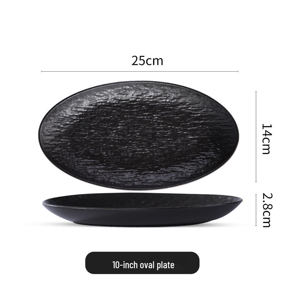 Japanese Ceramic Steamed Fish Plate with Rock Pattern