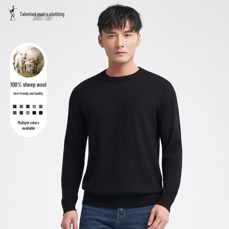 Men's Pure Merino Wool Crew Neck Pullover Sweater