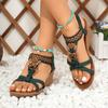 Summer new hot-selling beach European and American wedge sandals foreign trade hot-selling Roman style TEMU2025 new product