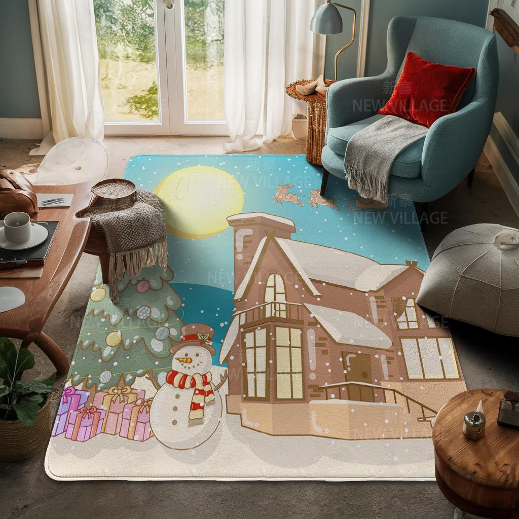 House Entrance Carpet Home Door Mat Living Room Bath Foot Bathroom Non-slip Water Absorption Rugs Bath Merry Christmas Winter