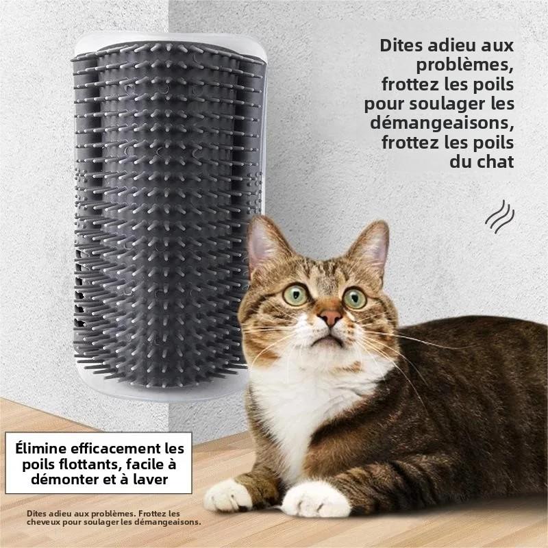 Wall Mount Corner Cat Self Groomer Comb Ergonomic Pet Massage Hair Remover Brush Space Saving Indoor Kitten Scratching Toy Easy