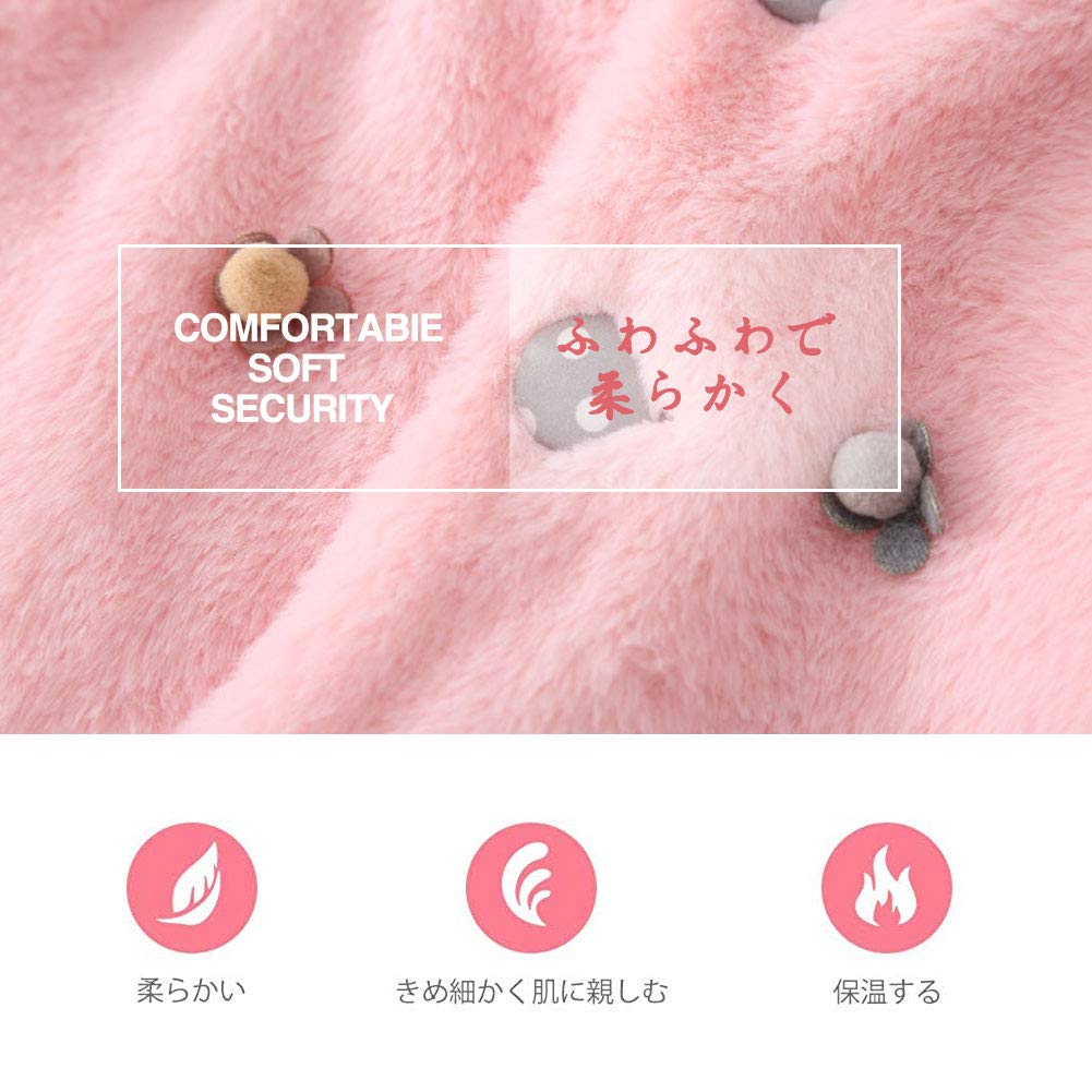 Mornyray Baby Fluffy and Warm Short Length with Bunny Ears and Thick and Warm for Fall and 100cm Girl's Coat, Fleece-Lined Jacket, Hood, Winter,