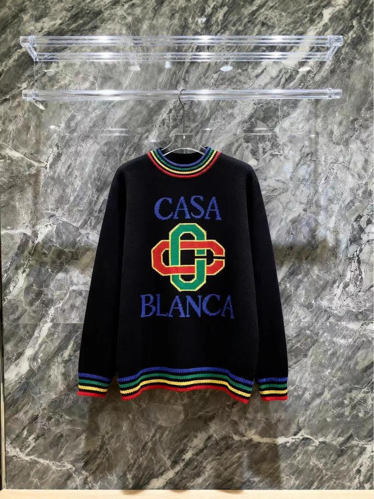 European Style CASA Knit Piqué Polo with Patchwork Pattern - Unisex Design Sweater