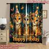2D flat printing 2pcs Scene Curtain Cute Tiger Birthday Party Jungle Digital Printed Polyester Drapes Family Party for Holiday