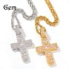 Hip Hop Classic Cross Necklace Hiphop Simple Square Zirconium Pendant Trendy Rap Jewelry