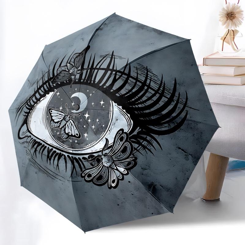 

1pc Eye Butterfly Automatic Umbrella | Portable Foldable 8-Rib Manual Open, Cute Birthday & Holiday Gift for Outdoor yy260107137