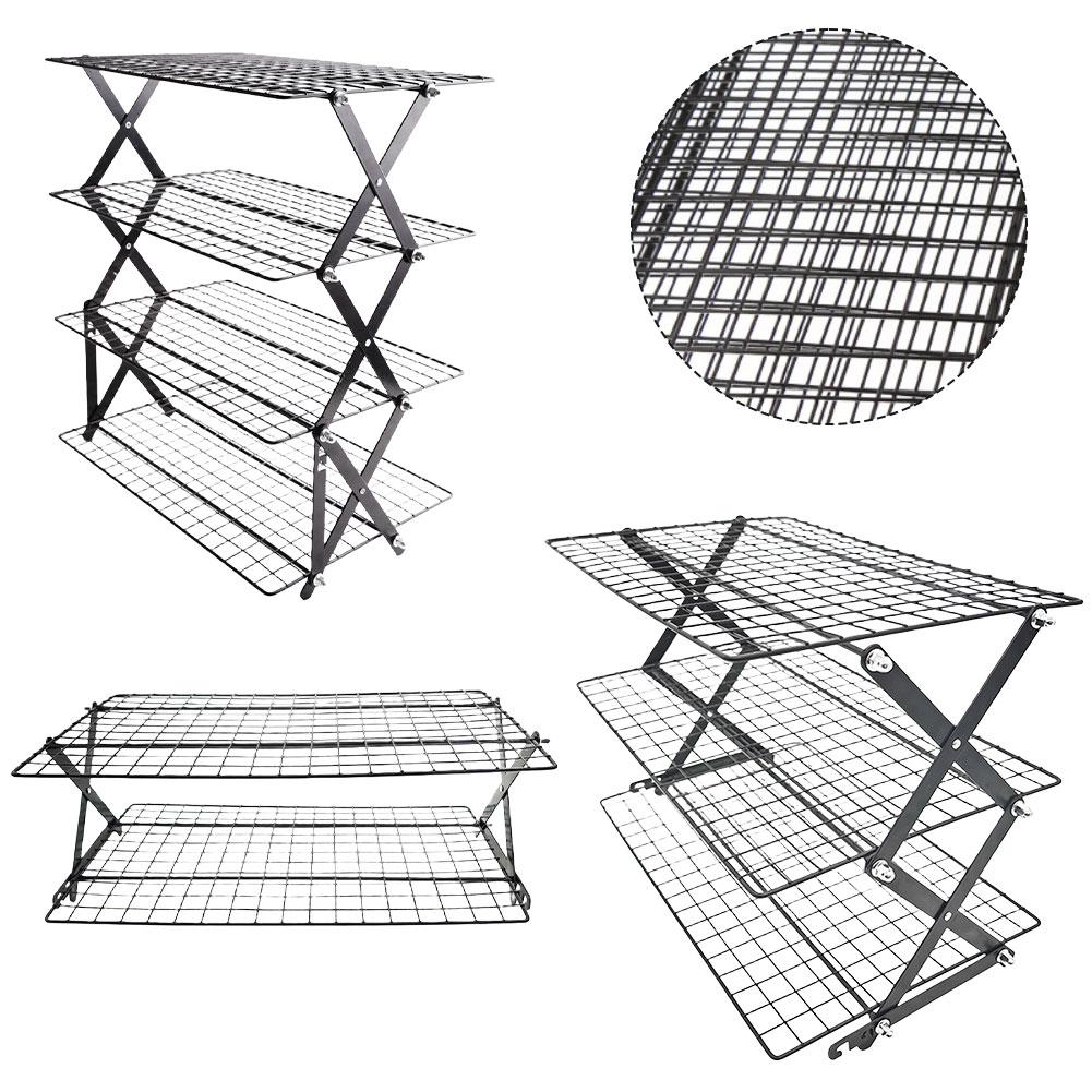 4-Tier BBQ Bread Cake Cooling Rack Folding Dessert Display Storage Rack Kitchen Baking Tool Home Baking Storage Shelves