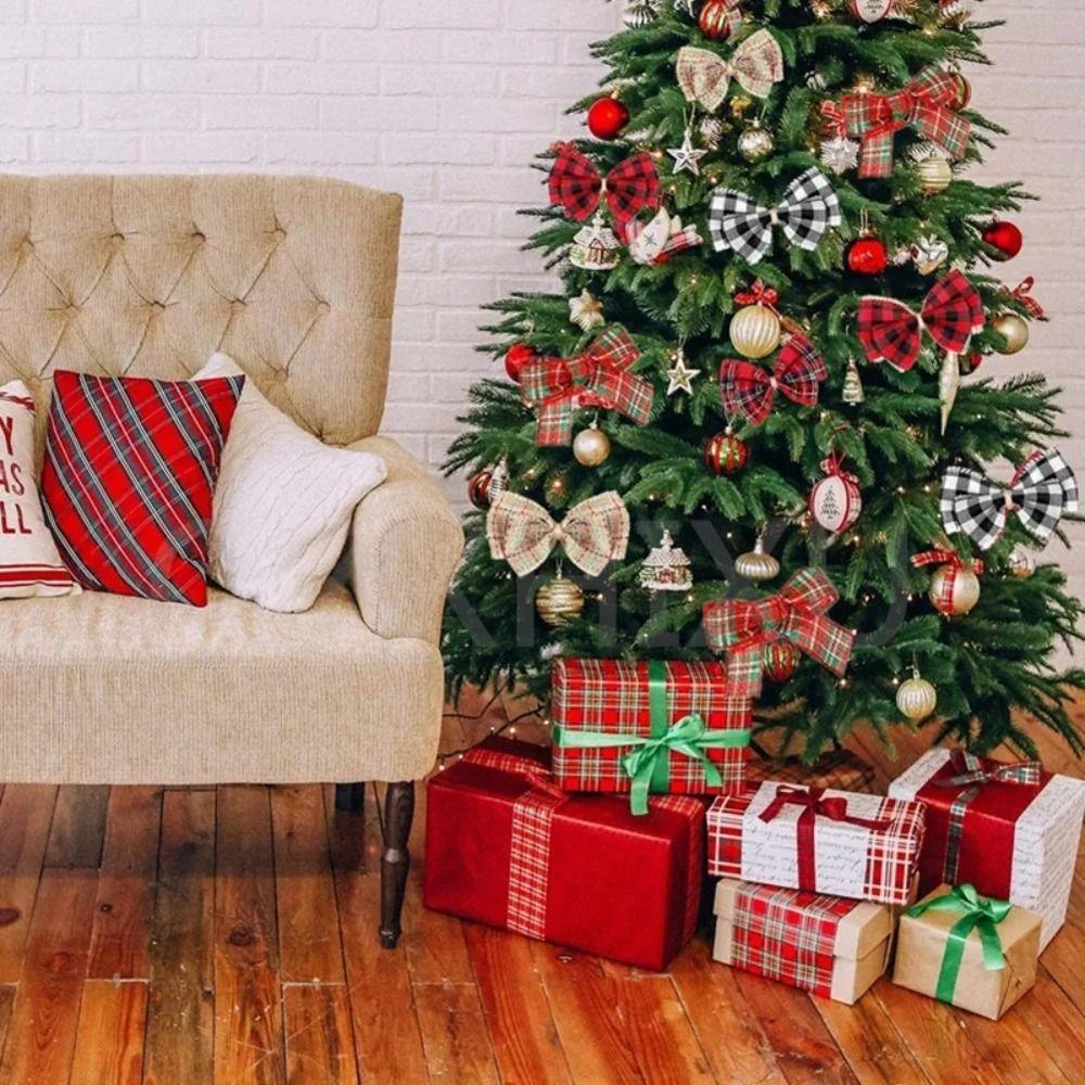 Imitation Linen Linen Ribbon Red Black Lattice Lattice Ribbon Christmas Plaid Ribbon  Gift Wrapping