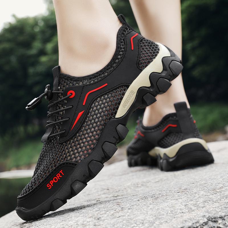 Summer Men'S Mesh Sports Shoes Fashion Mountaineering Breathable Lightweight Anti Slip Shoes Outdoor Travel Running Casual Shoes
