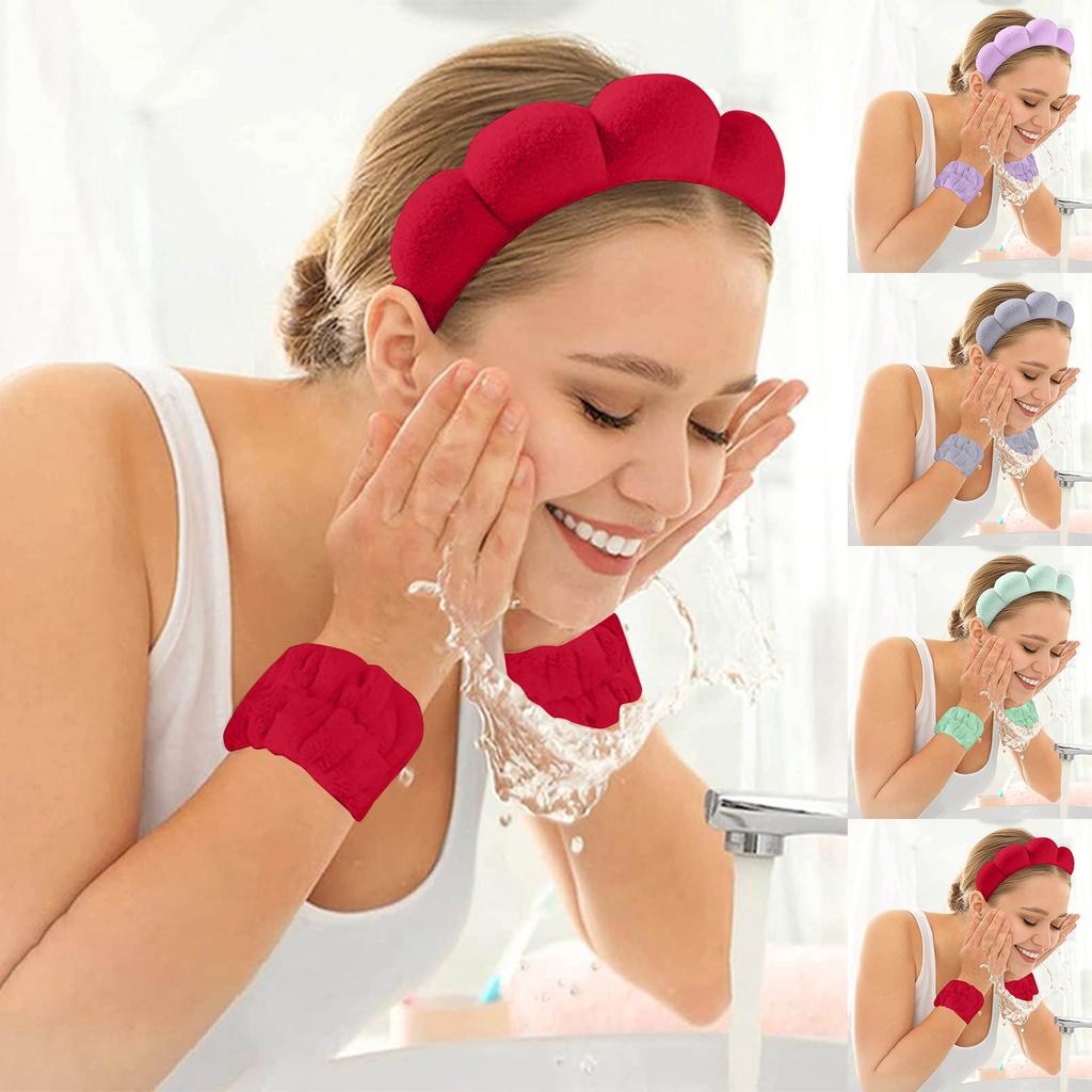Banda de păr Fashion Spa Bandă de păr Bandă pentru încheietura mâinii Costum Spalarea feței Machiaj Bandă pentru cap cu burete