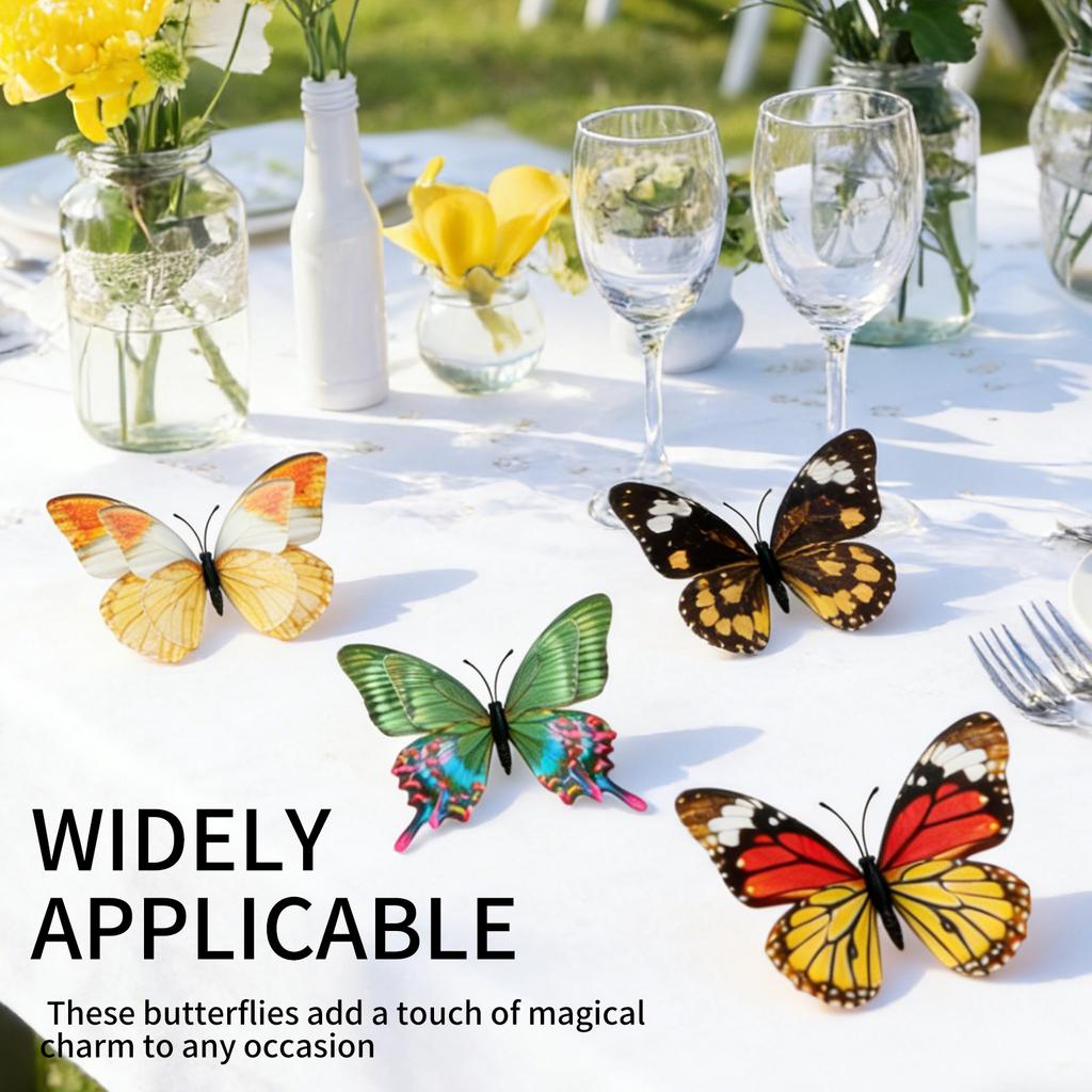 12 Pcs 3D Butterfly Wall Stickers Reusable Wall Sticker Waterproof Wall Sticker Decor Luminous Double-layer Butterfly Decoration