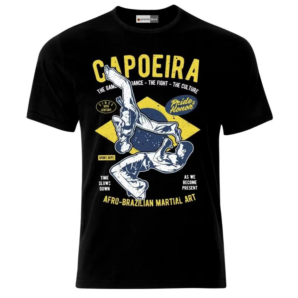 

Винтажная футболка для бразильских танцев, боевых искусств, капоэйра, 100% хлопок, с круглым вырезом, летняя, с коротким рукавом, повседневная мужская футболка, размер S-3XL XXXXXL чёрный