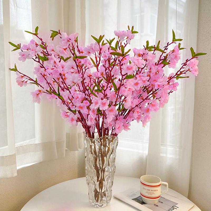 1/5pcs 66cm Sakura Artificial Flowers Bouquet Long Stem Garden Landscape Party Wedding Decor Fake Flowers Table Vase Ornament